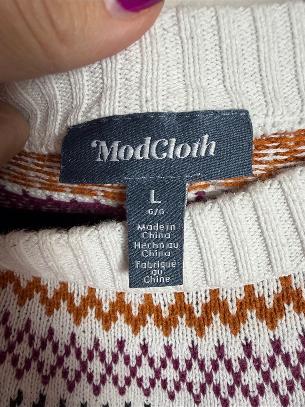 Modcloth Cozy Commitment Sweater Dress Cat Fair Isle Size Large Fall Halloween - Picture 2 of 7